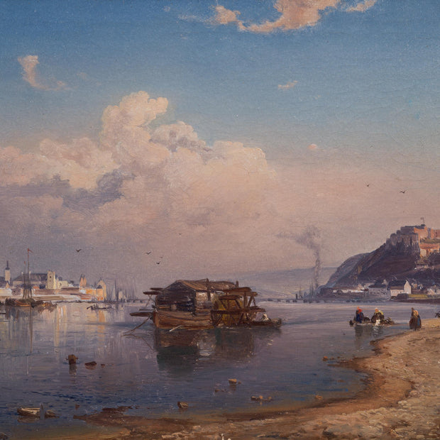 Karl Adloff - View of Koblenz from the Rhine towards the Fortress of Ehrenbreitstein, 1855