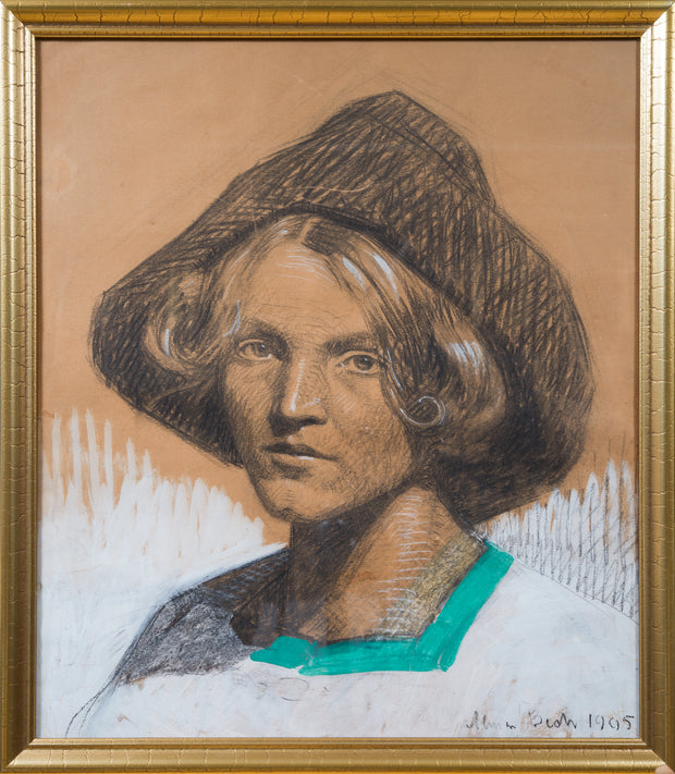 Almar Bech - Portrait of a Young Woman in Hat, 1905