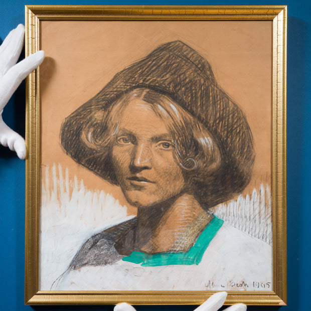 Almar Bech - Portrait of a Young Woman in Hat, 1905