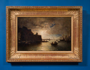Alfred Wahlberg - Moonlight Over a French Harbor (1875)