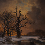 Georg Emil Libert - Winter Tree with Crows at Dusk