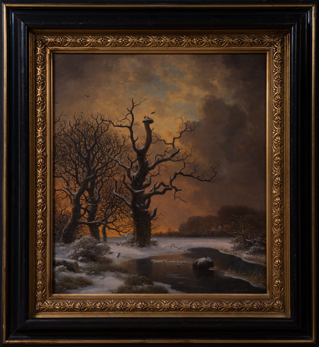 Georg Emil Libert - Winter Tree with Crows at Dusk