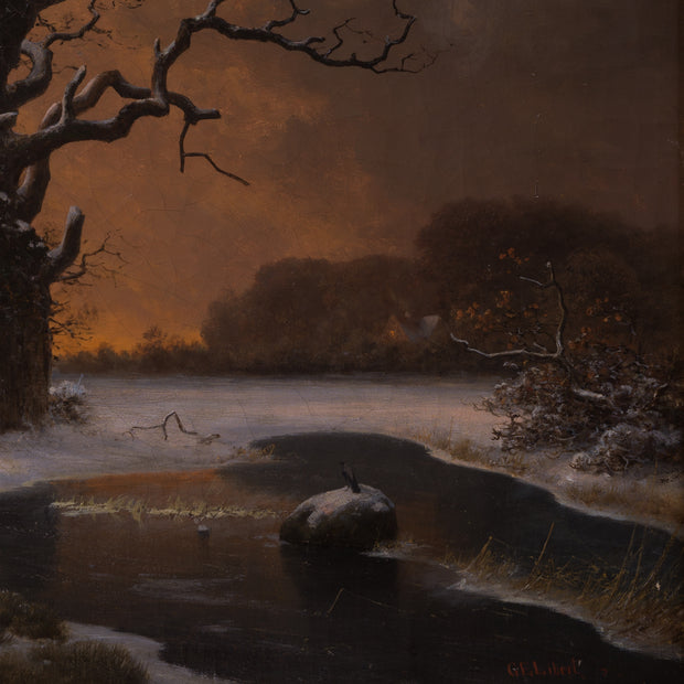 Georg Emil Libert - Winter Tree with Crows at Dusk