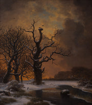 Georg Emil Libert - Winter Tree with Crows at Dusk