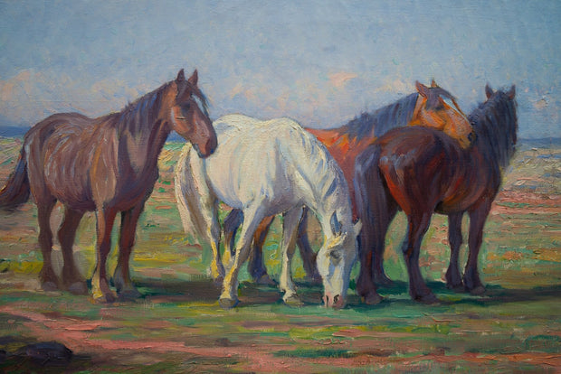 Alexander Langlet - A Team of Horses on a Field - CLASSICARTWORKS