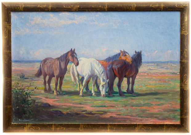 Alexander Langlet - A Team of Horses on a Field - CLASSICARTWORKS