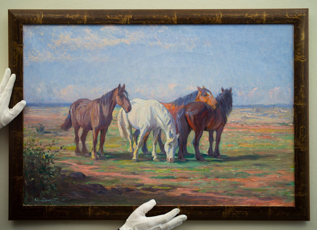 Alexander Langlet - A Team of Horses on a Field - CLASSICARTWORKS