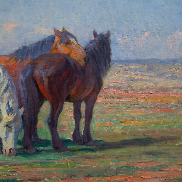 Alexander Langlet - A Team of Horses on a Field - CLASSICARTWORKS