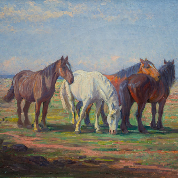 Alexander Langlet - A Team of Horses on a Field - CLASSICARTWORKS