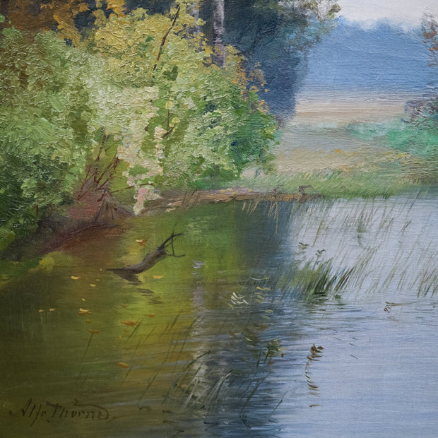Alfred Thörne - Autumn Landscape With Water Reflections - CLASSICARTWORKS