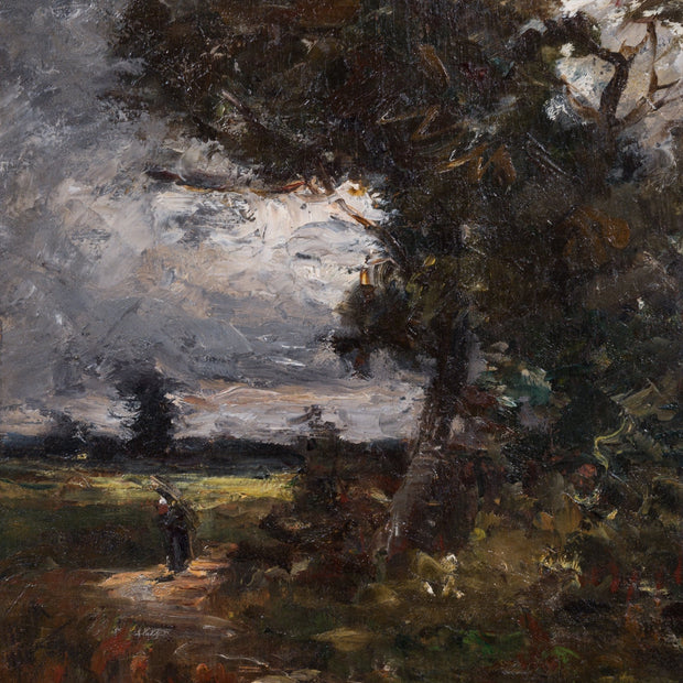Alfred Wahlberg - French Moonlit Landscape with Brushwood Gatherer (1872) - CLASSICARTWORKS