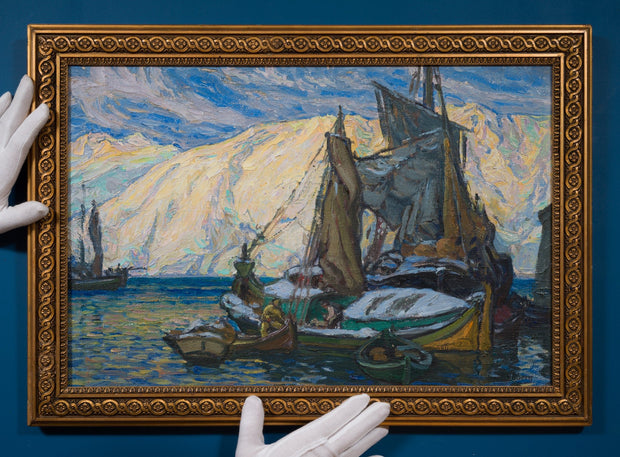 Anna Boberg - Boats under the Snow, Lofoten - CLASSICARTWORKS