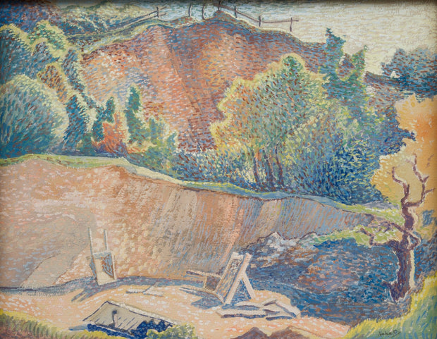 Axel Olson - Colorful Landscape by the Cliff, c. 1935 - CLASSICARTWORKS