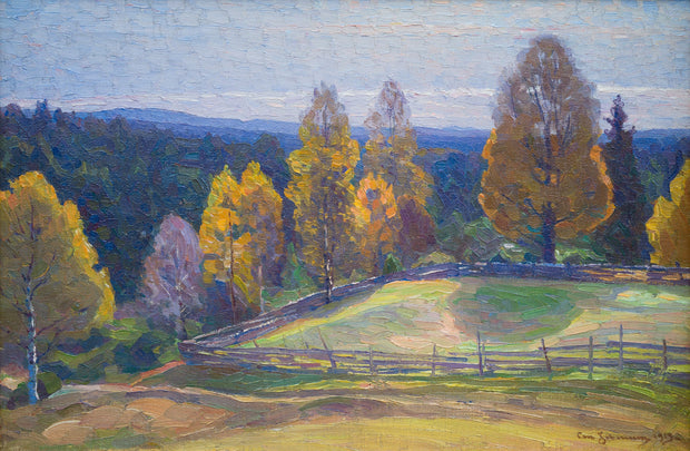 Carl Johansson - Autumn Landscape With Blue Mountains - CLASSICARTWORKS