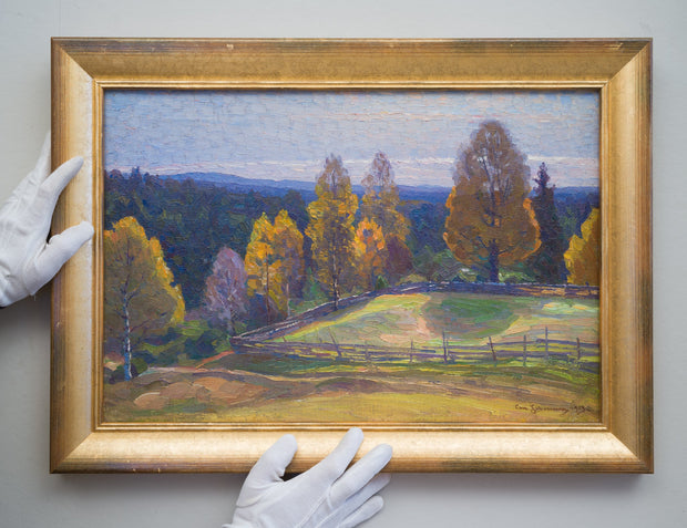Carl Johansson - Autumn Landscape With Blue Mountains - CLASSICARTWORKS