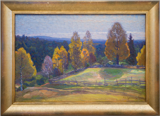 Carl Johansson - Autumn Landscape With Blue Mountains - CLASSICARTWORKS
