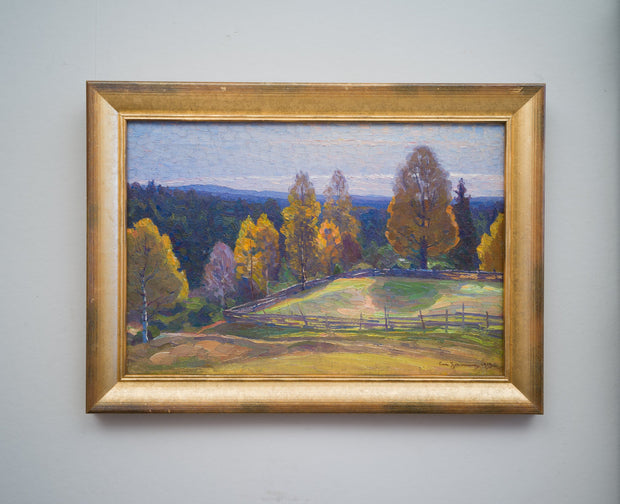 Carl Johansson - Autumn Landscape With Blue Mountains - CLASSICARTWORKS