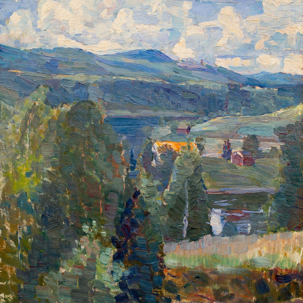 Carl Johansson - Summer Landscape View With Blue Mountains - CLASSICARTWORKS