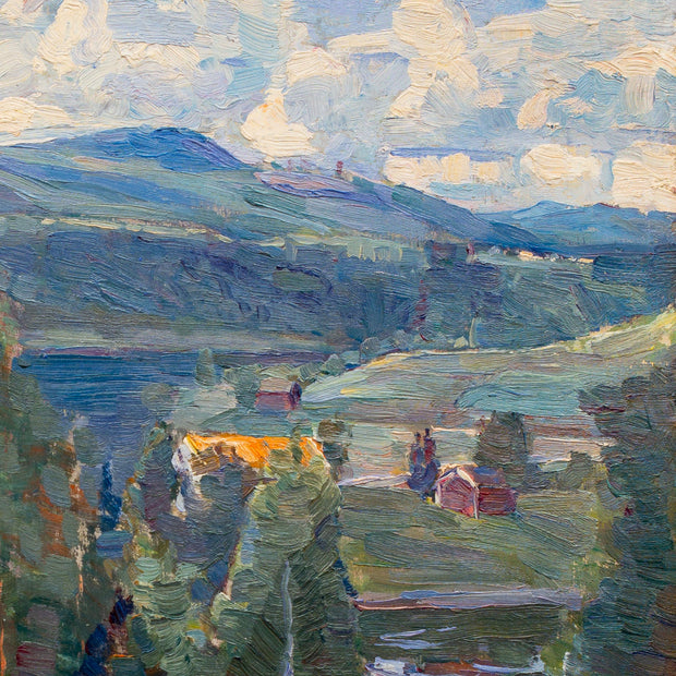 Carl Johansson - Summer Landscape View With Blue Mountains - CLASSICARTWORKS