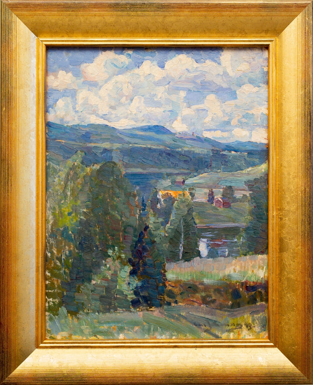 Carl Johansson - Summer Landscape View With Blue Mountains - CLASSICARTWORKS