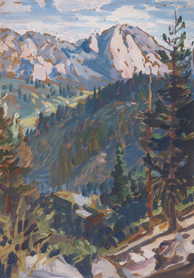 Carl Oscar Borg - Valley View with Pines and Distant Peaks - CLASSICARTWORKS