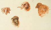 Egron Lundgren - Studies of Sheep and Goat Heads, Cairo - CLASSICARTWORKS