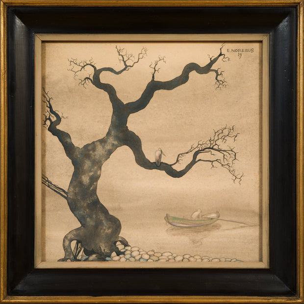 Einar Norelius - Rowing Figure in an Eerie Landscape, 1929 - CLASSICARTWORKS