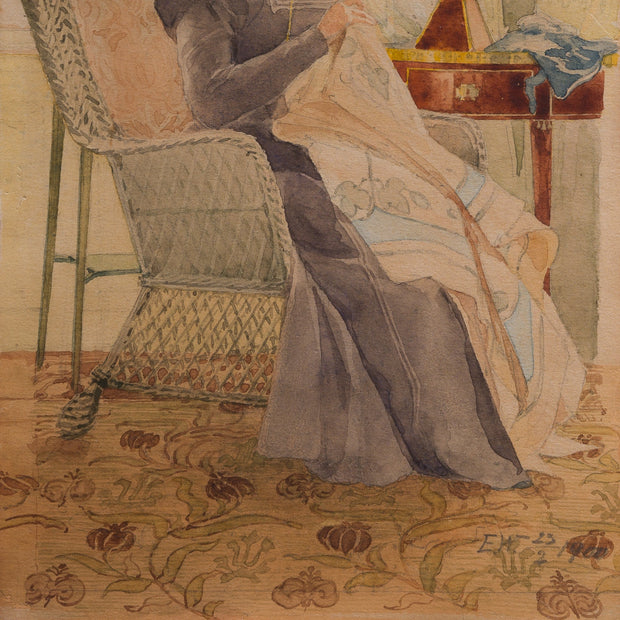 Ella Waldenström - A Sewing Woman, 1900 - CLASSICARTWORKS