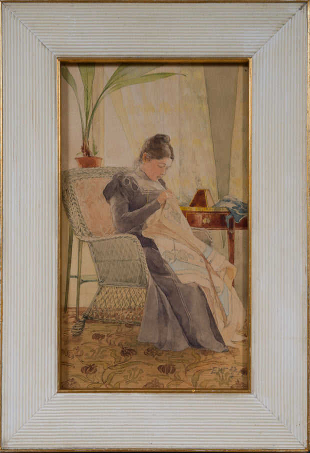 Ella Waldenström - A Sewing Woman, 1900 - CLASSICARTWORKS
