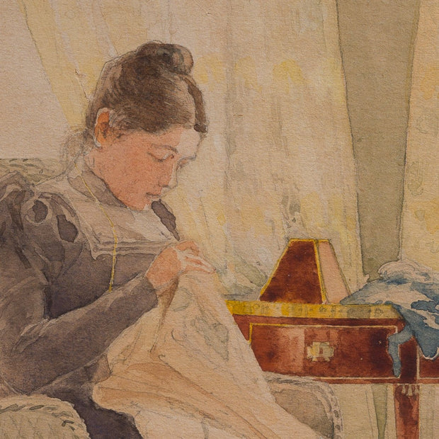 Ella Waldenström - A Sewing Woman, 1900 - CLASSICARTWORKS