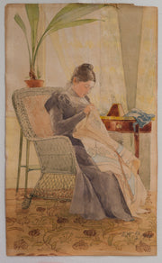 Ella Waldenström - A Sewing Woman, 1900 - CLASSICARTWORKS