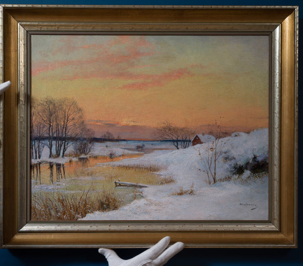 Erik Abrahamson - Winter Sunset Over the Frozen River - CLASSICARTWORKS