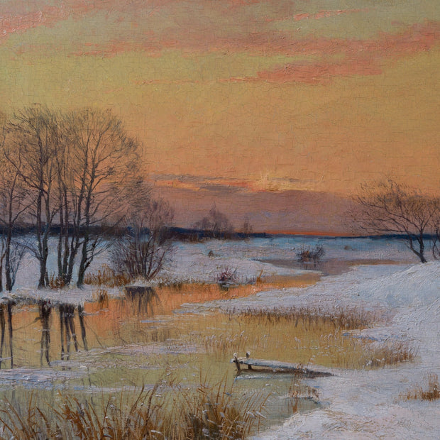 Erik Abrahamson - Winter Sunset Over the Frozen River - CLASSICARTWORKS
