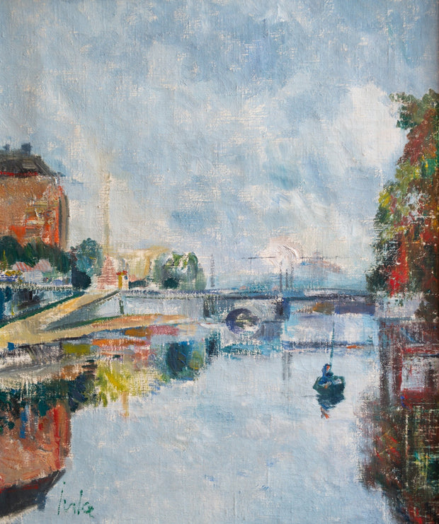 Erik Jerken - City Canal With Boats - CLASSICARTWORKS