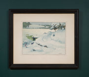 Ferdinand Boberg - Winter Landscape with Jetty beside a Frozen Waterway - CLASSICARTWORKS