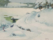 Ferdinand Boberg - Winter Landscape with Jetty beside a Frozen Waterway - CLASSICARTWORKS