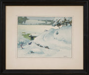 Ferdinand Boberg - Winter Landscape with Jetty beside a Frozen Waterway - CLASSICARTWORKS
