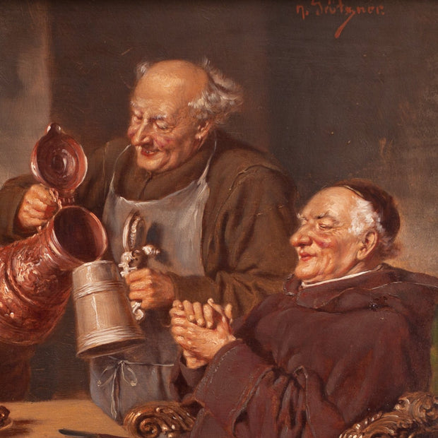 Follower of Eduard Von Grützner - Monks Around a Table - CLASSICARTWORKS