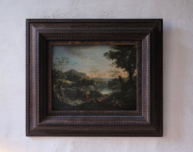 FOLLOWER OF JAN VAN HUYSUM - AN ITALIANATE RIVER LANDSCAPE - CLASSICARTWORKS