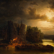 Frans Johan Roselli - River Landscape in Moonlight - CLASSICARTWORKS