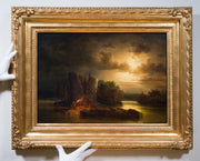 Frans Johan Roselli - River Landscape in Moonlight - CLASSICARTWORKS