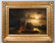 Frans Johan Roselli - River Landscape in Moonlight - CLASSICARTWORKS