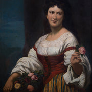French 19th-Century School - A Lady With Flowers - CLASSICARTWORKS