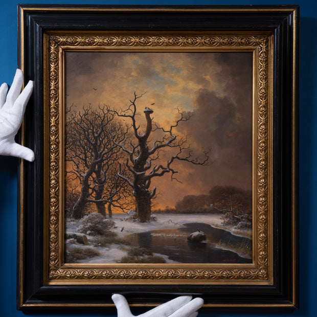 Georg Emil Libert - Winter Tree with Crows at Dusk - CLASSICARTWORKS
