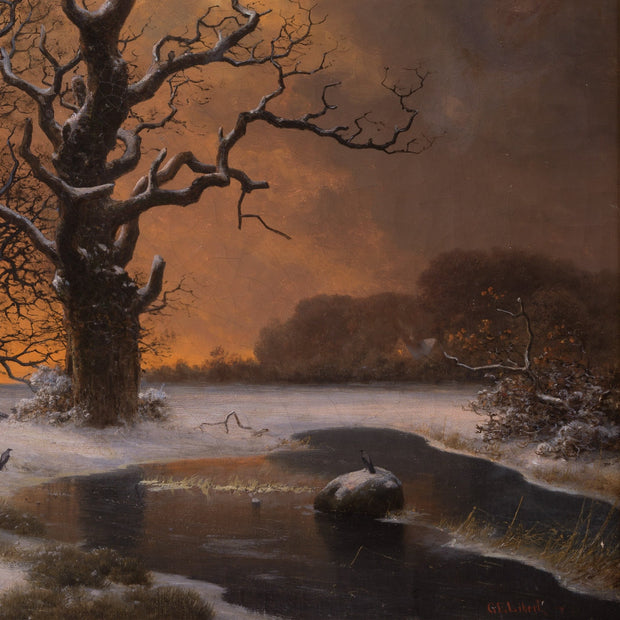 Georg Emil Libert - Winter Tree with Crows at Dusk - CLASSICARTWORKS