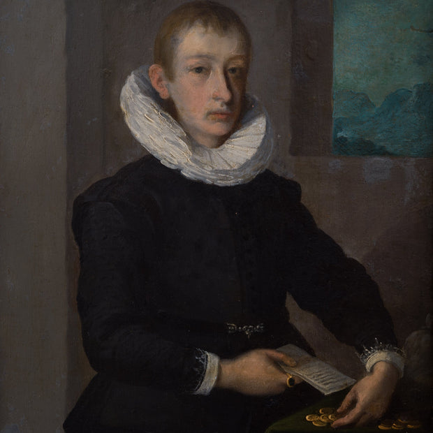 Gonzales Coques - A Boy Counting his Coins - CLASSICARTWORKS