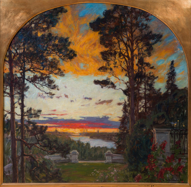 Gottfrid Kallstenius - A view of Stockholm from an imaginary terrace - CLASSICARTWORKS