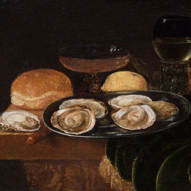 Govert Dircksz Camphuysen - Still Life with Oysters, a Roemer and Other Objects - CLASSICARTWORKS