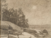 Gustaf Fjæstad - A Rocky Shore at Night, Full Moon - CLASSICARTWORKS