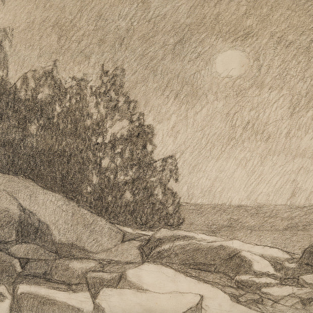 Gustaf Fjæstad - A Rocky Shore at Night, Full Moon - CLASSICARTWORKS